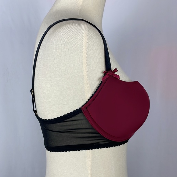 NWT Contradiction Pour Moi Black & Wine Hook Up Underwire Bra - Size 32D - Picture 8 of 15